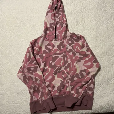 Adidas Girls Pink Camo Loose-Fit Hoodie – XL
